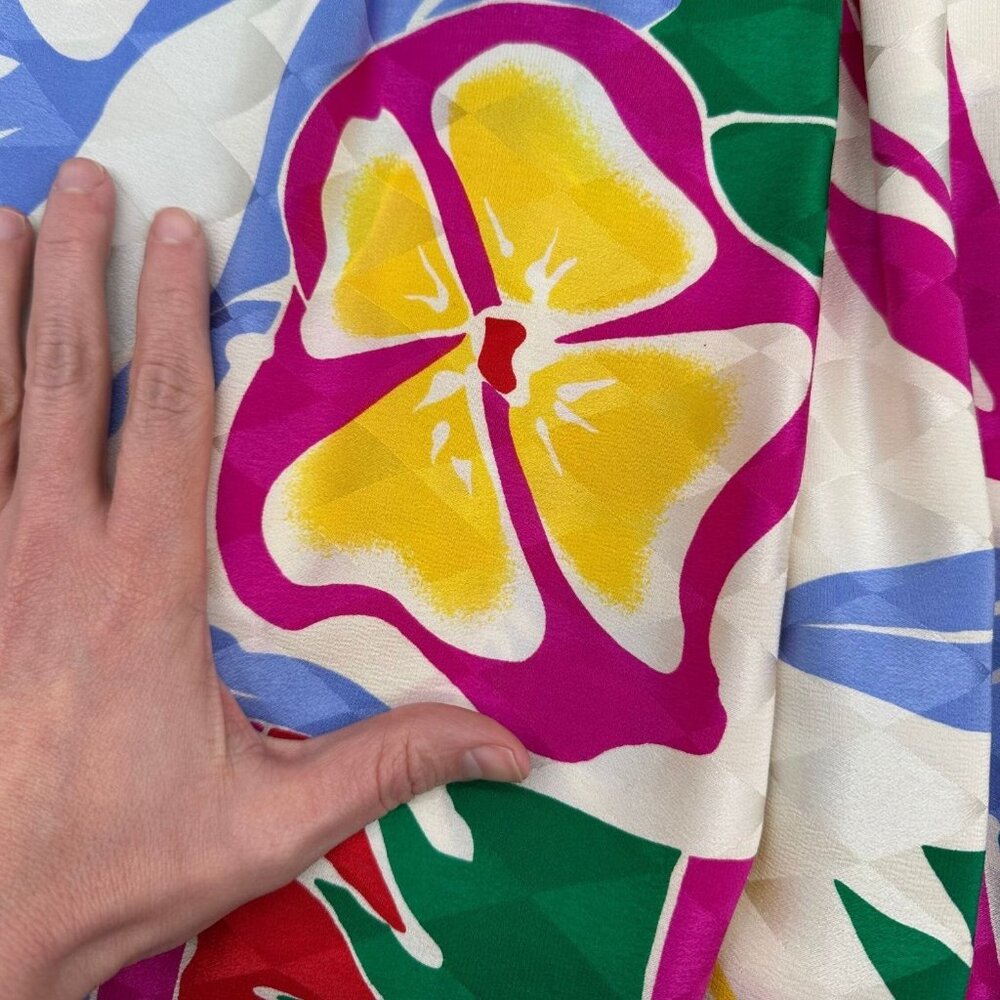 Vintage Skirt 1980s Umi Collections Anne Crimmins Tropical Flowers Pleated Retro - Picture 6 of 10